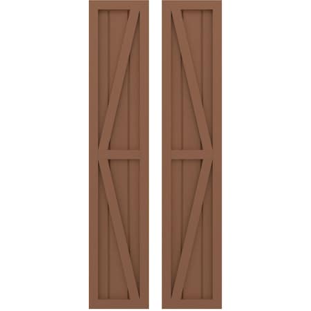 Americraft 3-Board Wood 2 Equal Panel Frmd Board-n-Batten Shutters W/ Dubl Z-Bar, ARW102BF311X41BTH